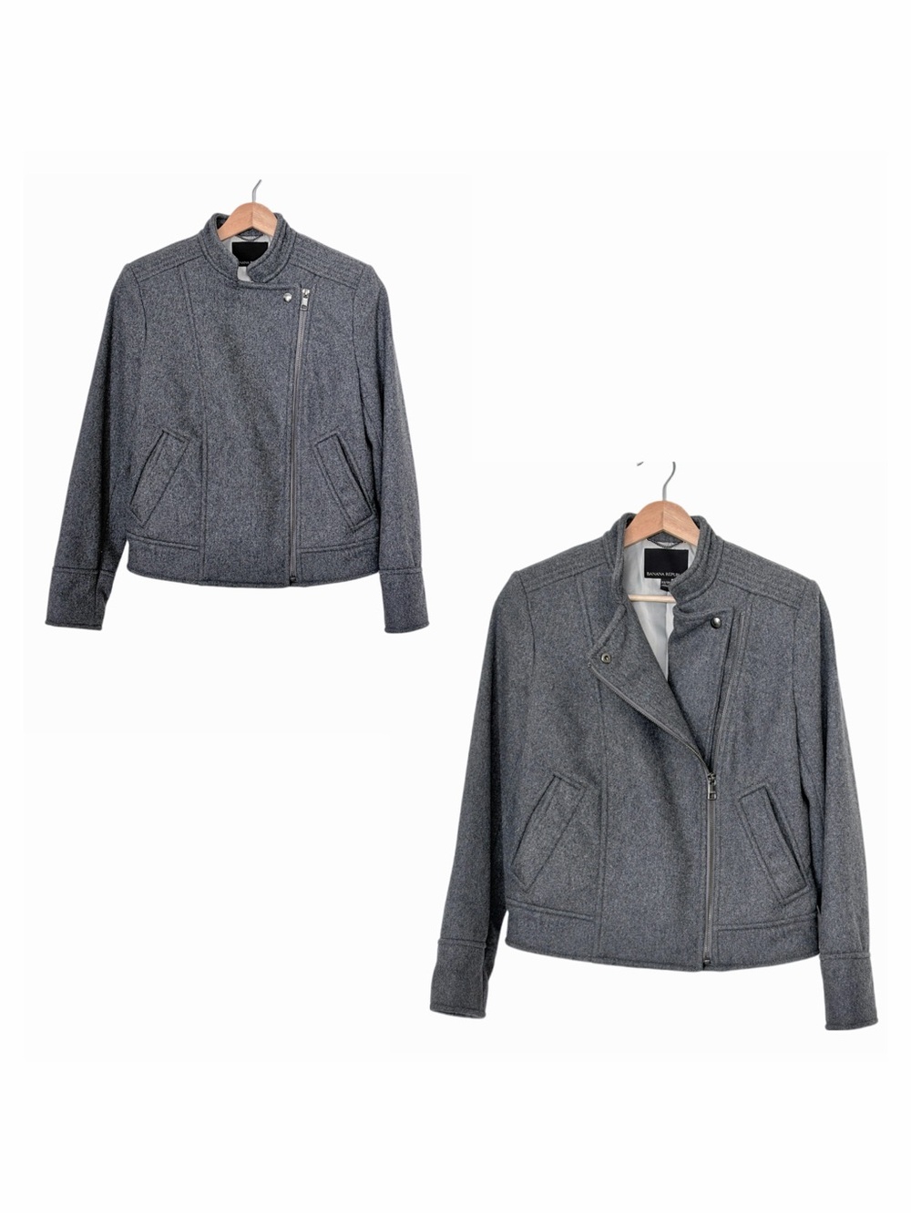 Banana Republic x Mario Bellucci Gray Italian Wool Moto Jacket Size XS